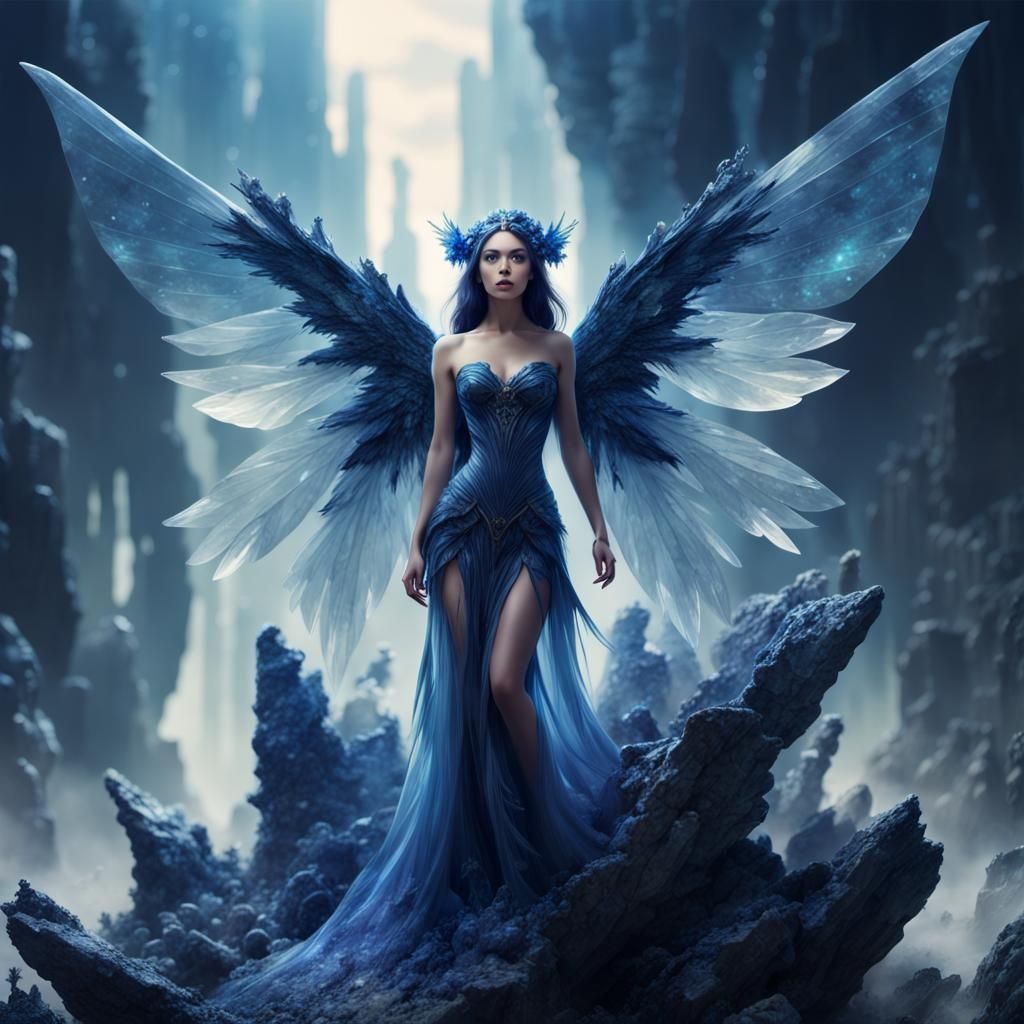 Quartz Crystal Fairy with Wings: Digital Matte Painting