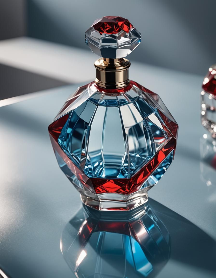 Luxurious Perfume Bottle on Glass Table