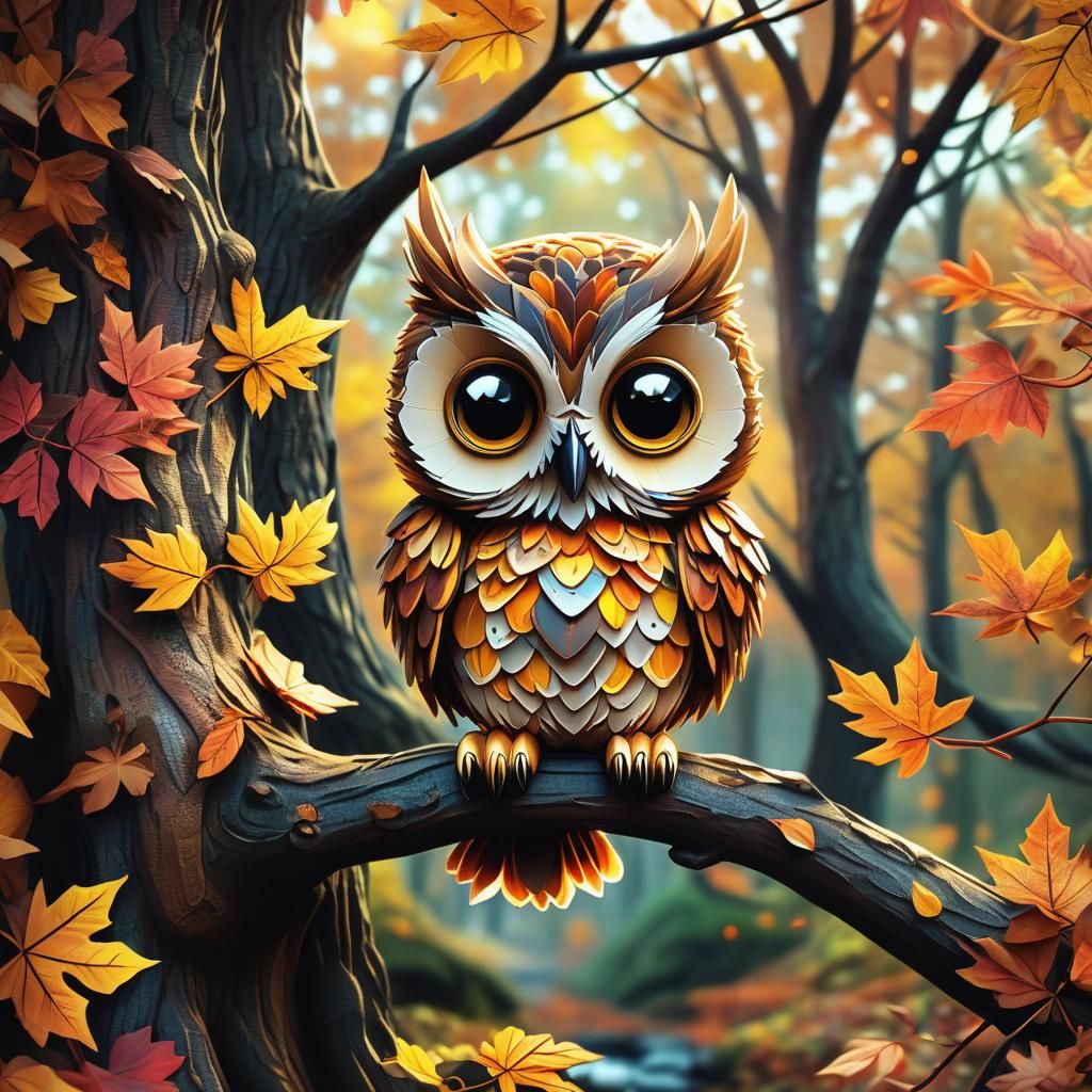Chibi Autumn Owl🦉🍁🍂