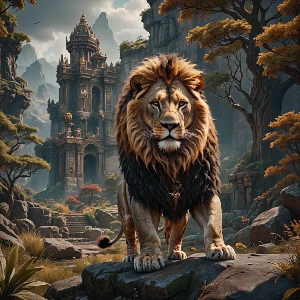 Detailed Lion Matte Painting in Unreal Engine
