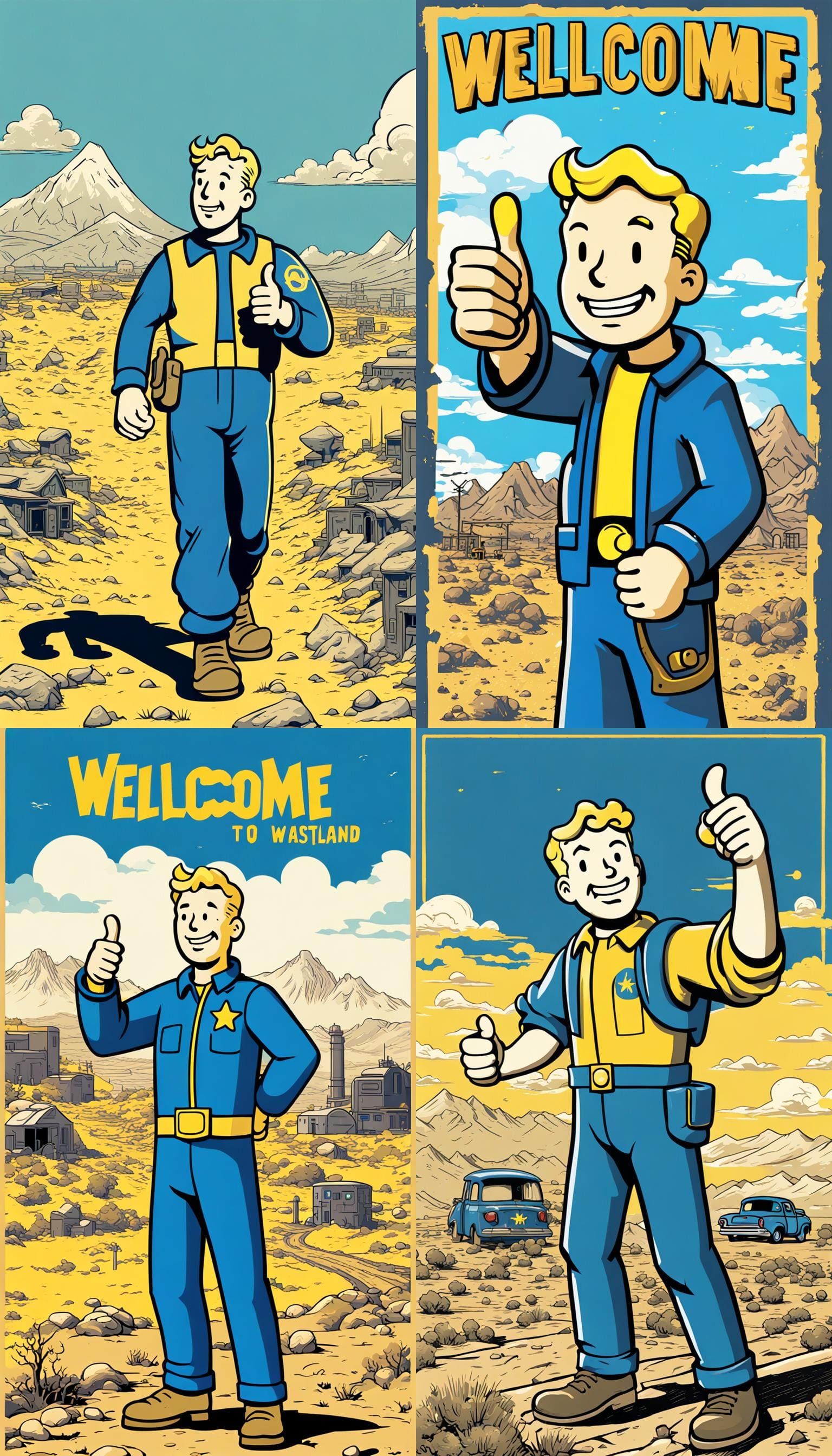 Vault Boy in Vintage Comic Style Illustration