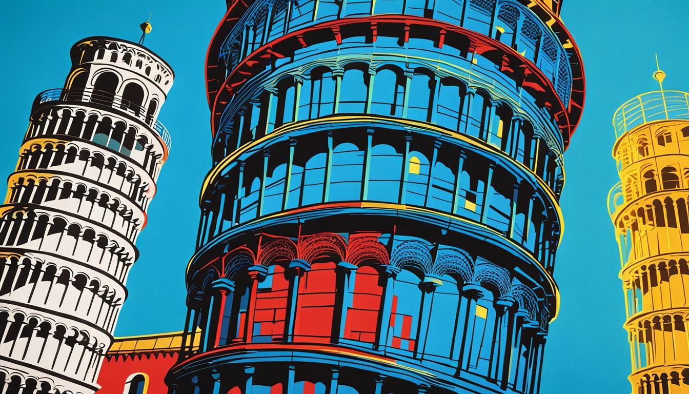 Leaning Tower of Pisa String Art in Pop Style
