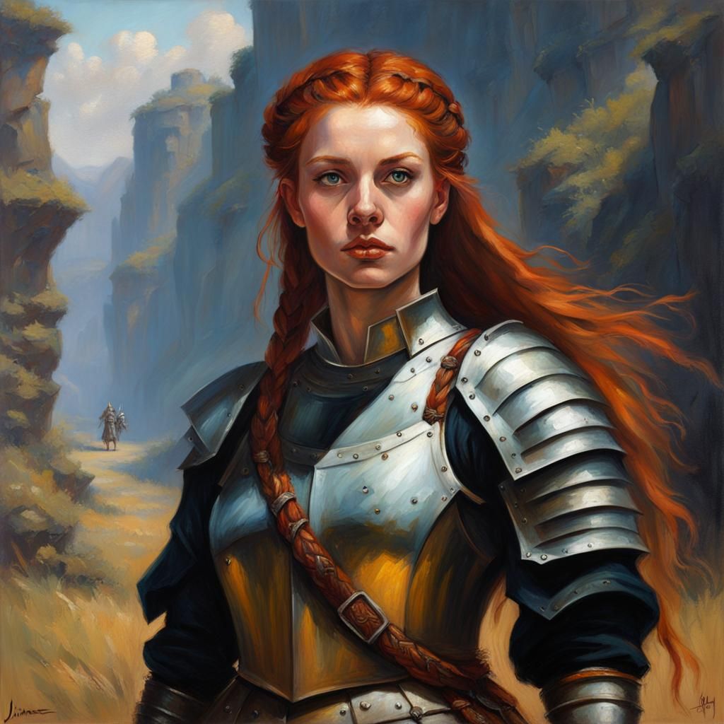 Redhead Witch Warrior in Medieval Armor