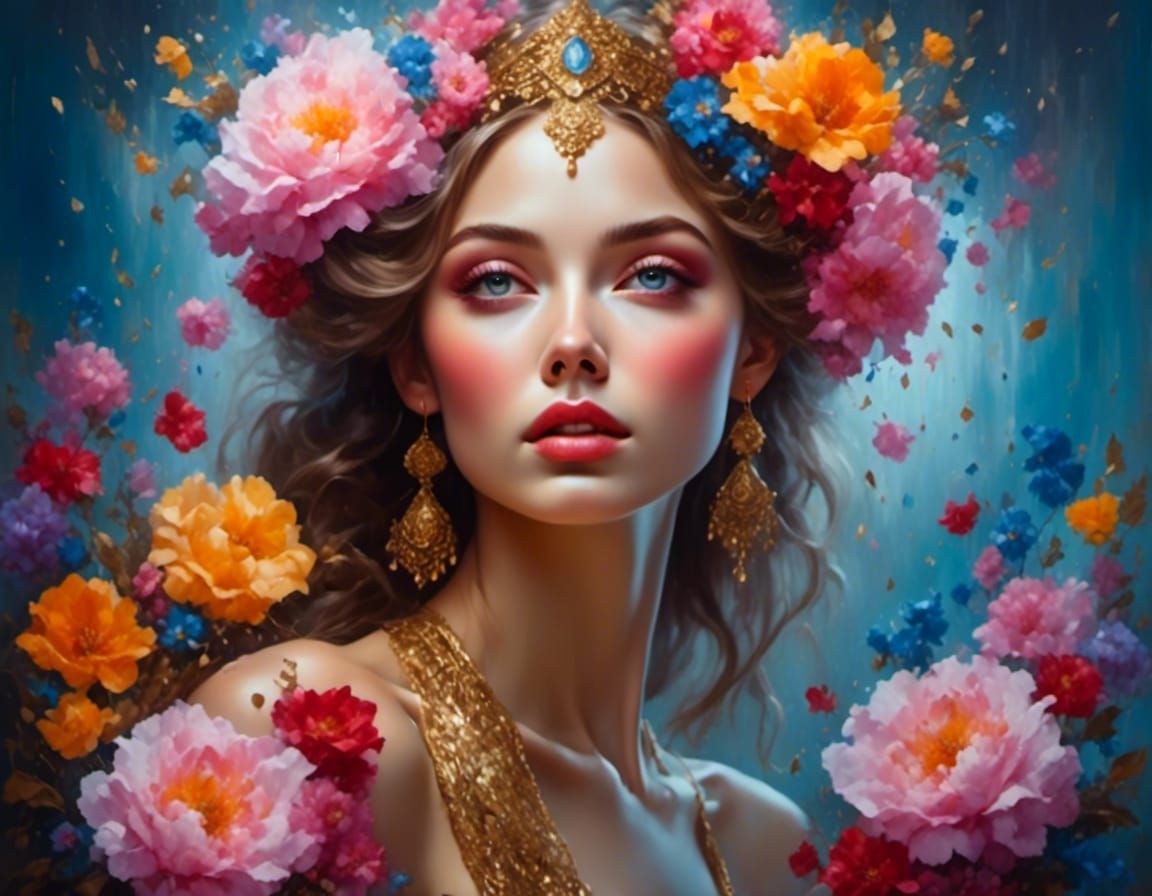 Jesus Christ Comforts Woman in Impressionist Gouache Style