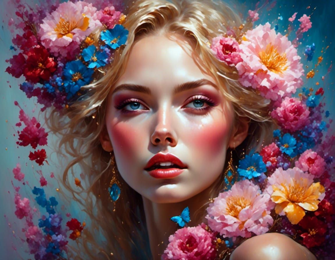 Jesus Christ and Woman in Gouache Watercolor Style