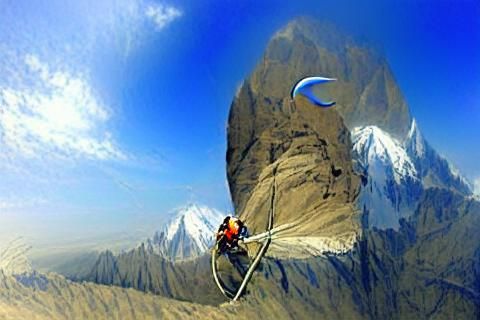 Karakoram Mountain Climbing Ascent with Paragliding