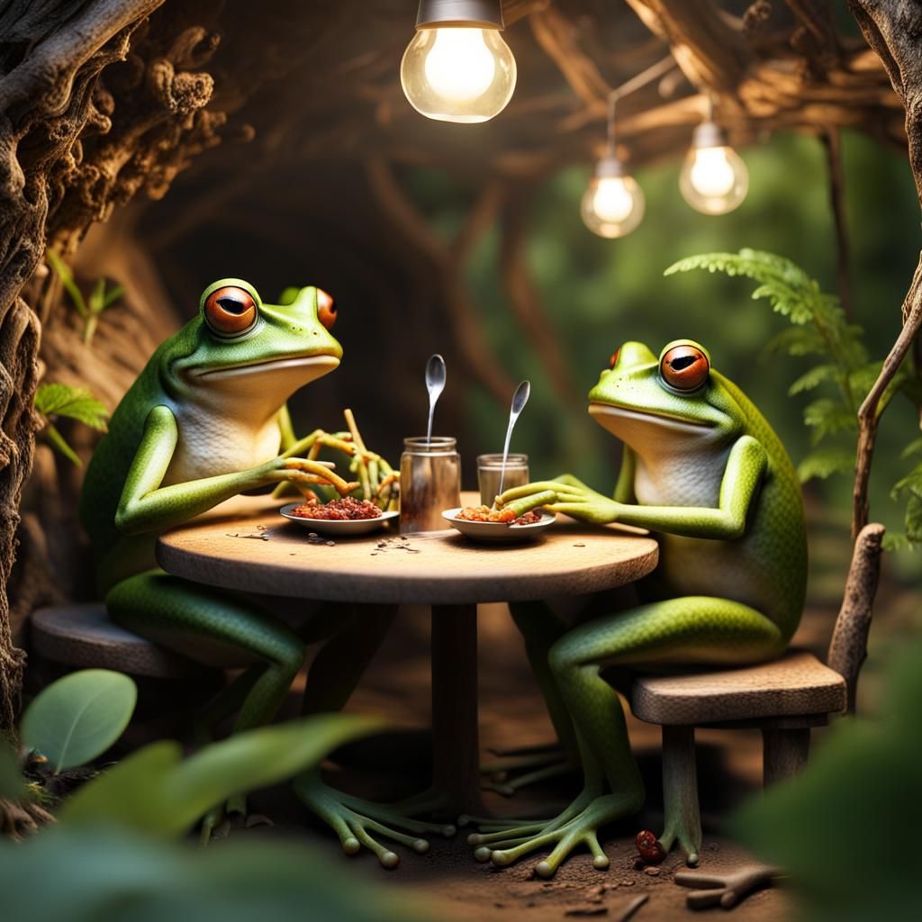Frogs Feast in a Tiny Natural Restaurant