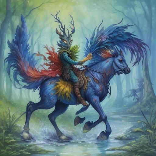 Anthropomorphic Creature in Forbidden Forest Painting