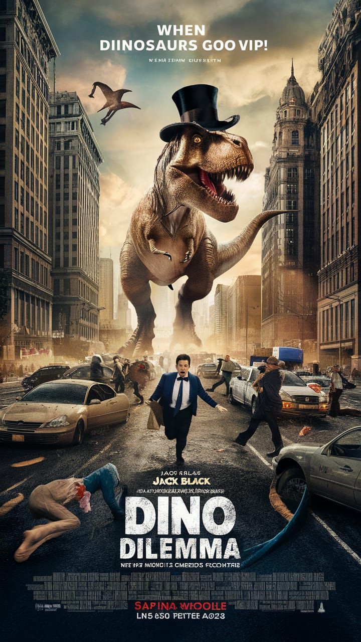 Dino Dilemma: Hilarious Dinosaur City Invasion Movie Poster