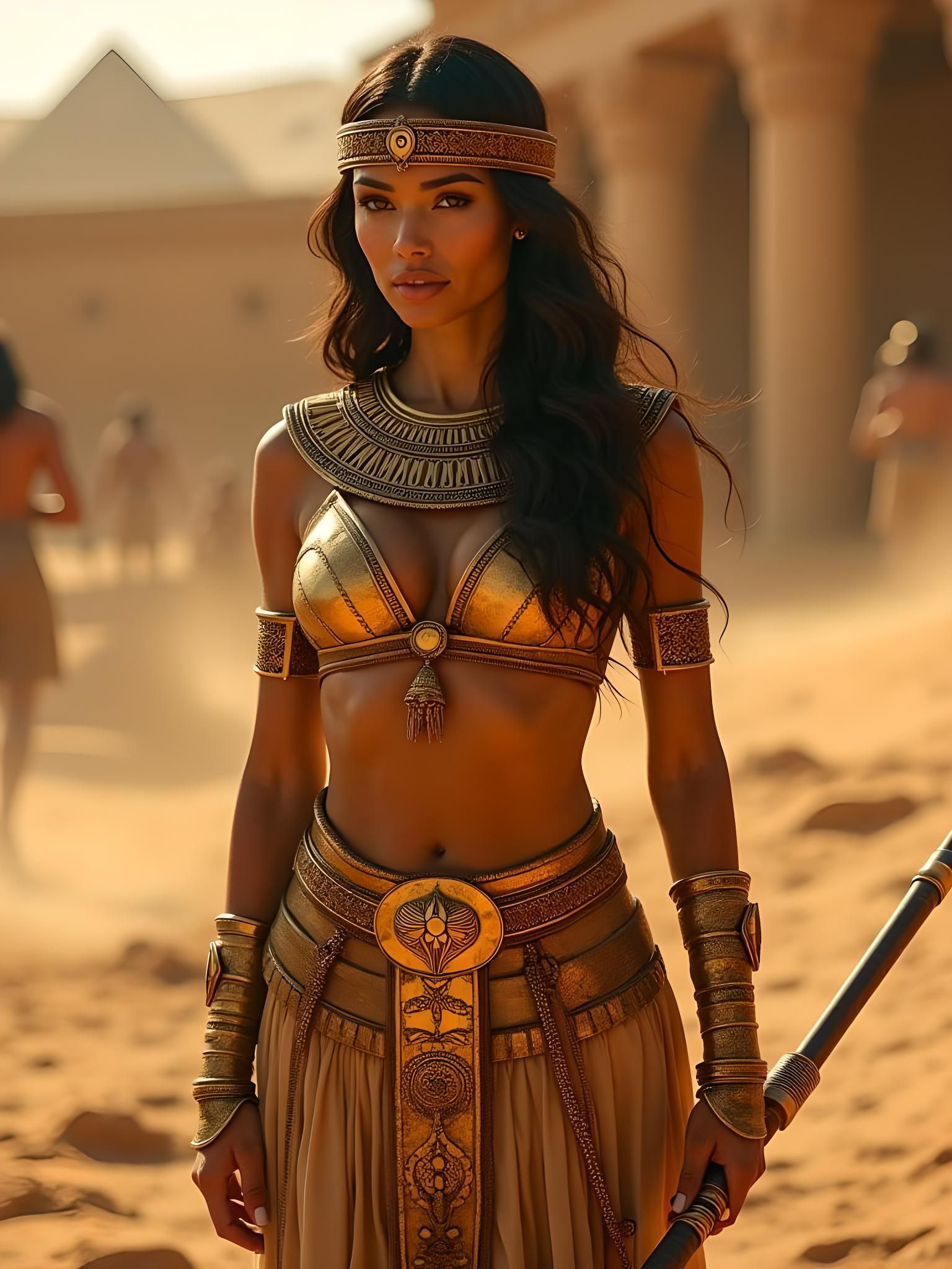 An ancient Egyptian warrior woman.