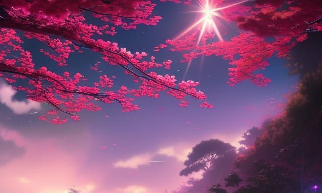 Magical Cherry Trees in Anime Key Visual Style