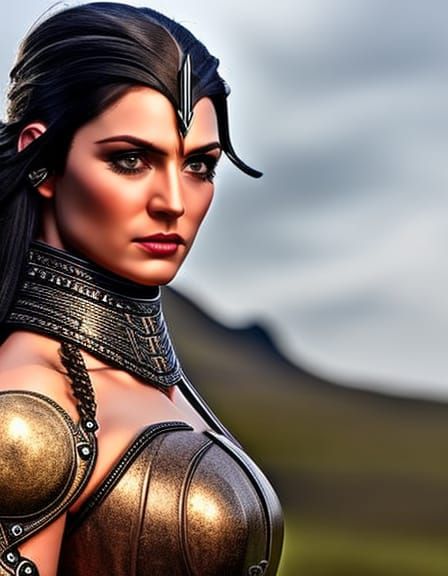 Radiant Viking Warrior Woman Portrait in 8k