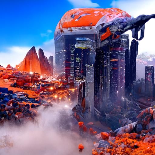 Futuristic Mountain City Concept Art