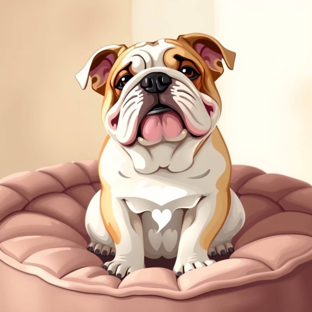 Charming Bulldog in Whimsical Illustration Style