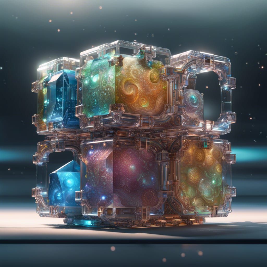 Glass Pandora Cubes in Hyperdetailed CGI Render