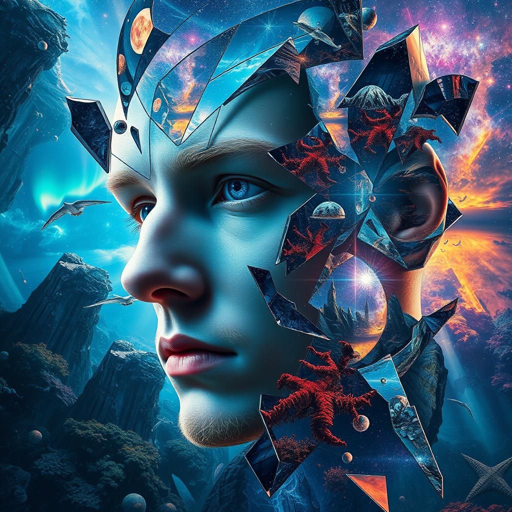 Shattered Visage: A Kaleidoscope of Reflected Realities