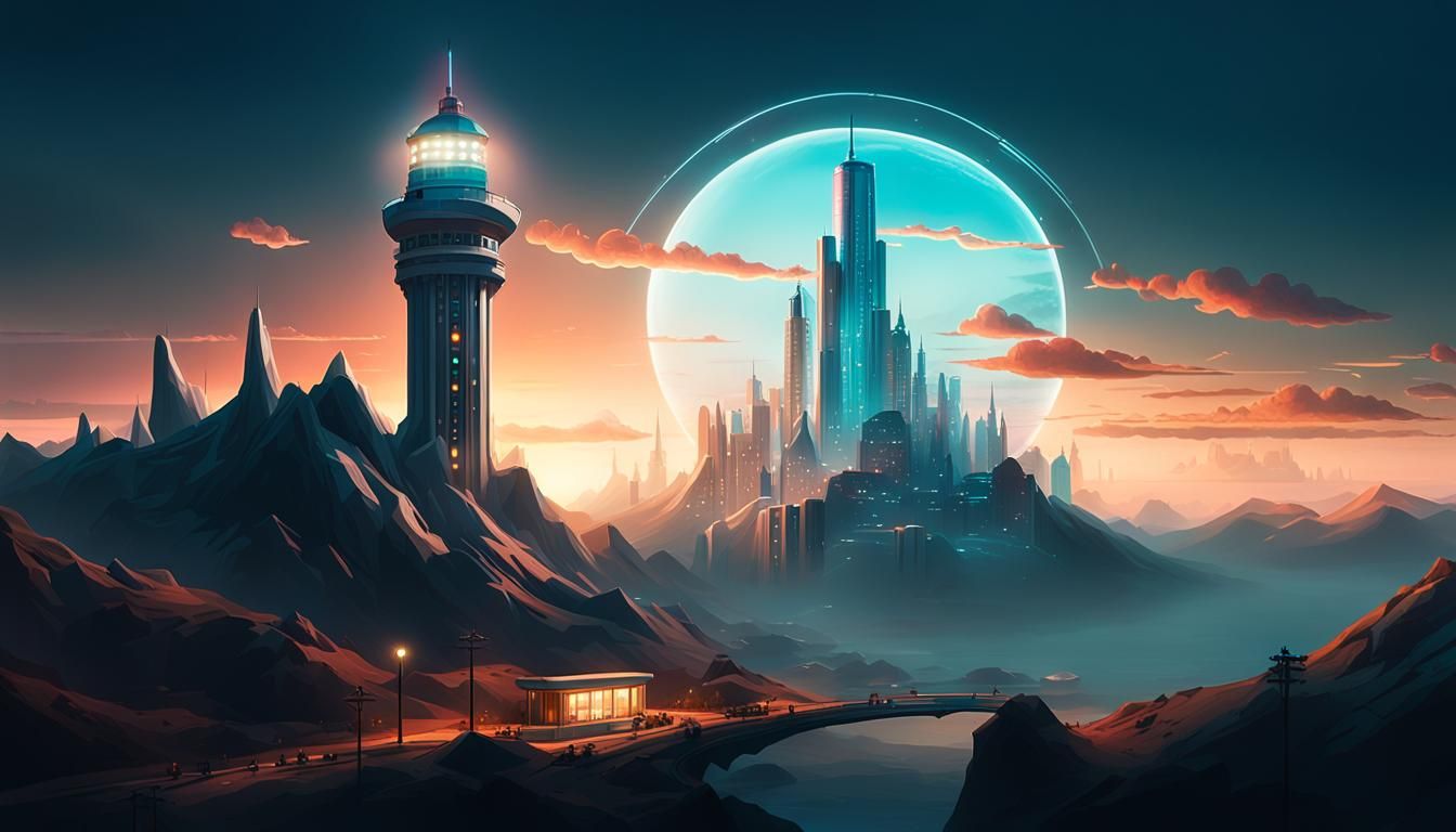 Futuristic Lighthouse in Kenosha, Wisconsin, Ultra-Realistic...