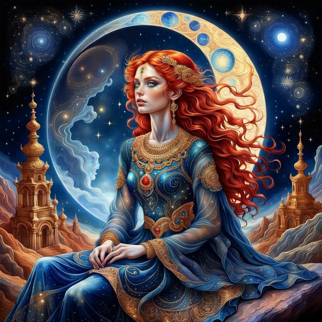 Red-Haired Goddess in Ornate Dress