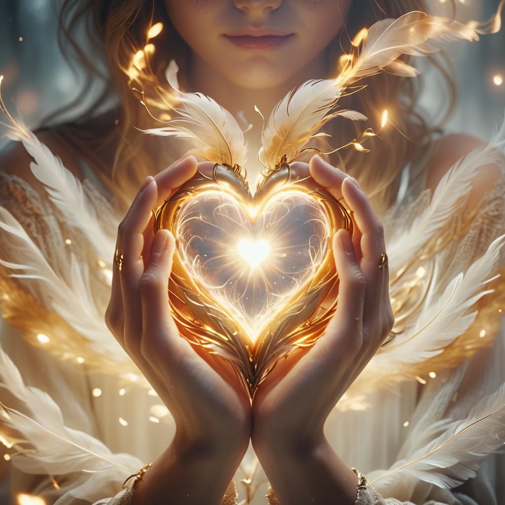 Luminescent Heart Radiates Warmth in Dreamy Mist