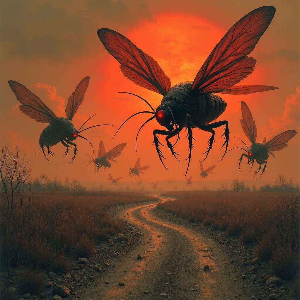 Apocalyptic Iowa Landscape Ravaged by Gargantuan Locusts in ...