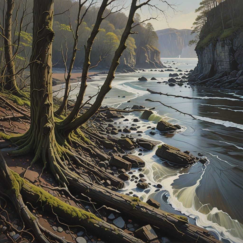 River in Ethereal Oil Painting