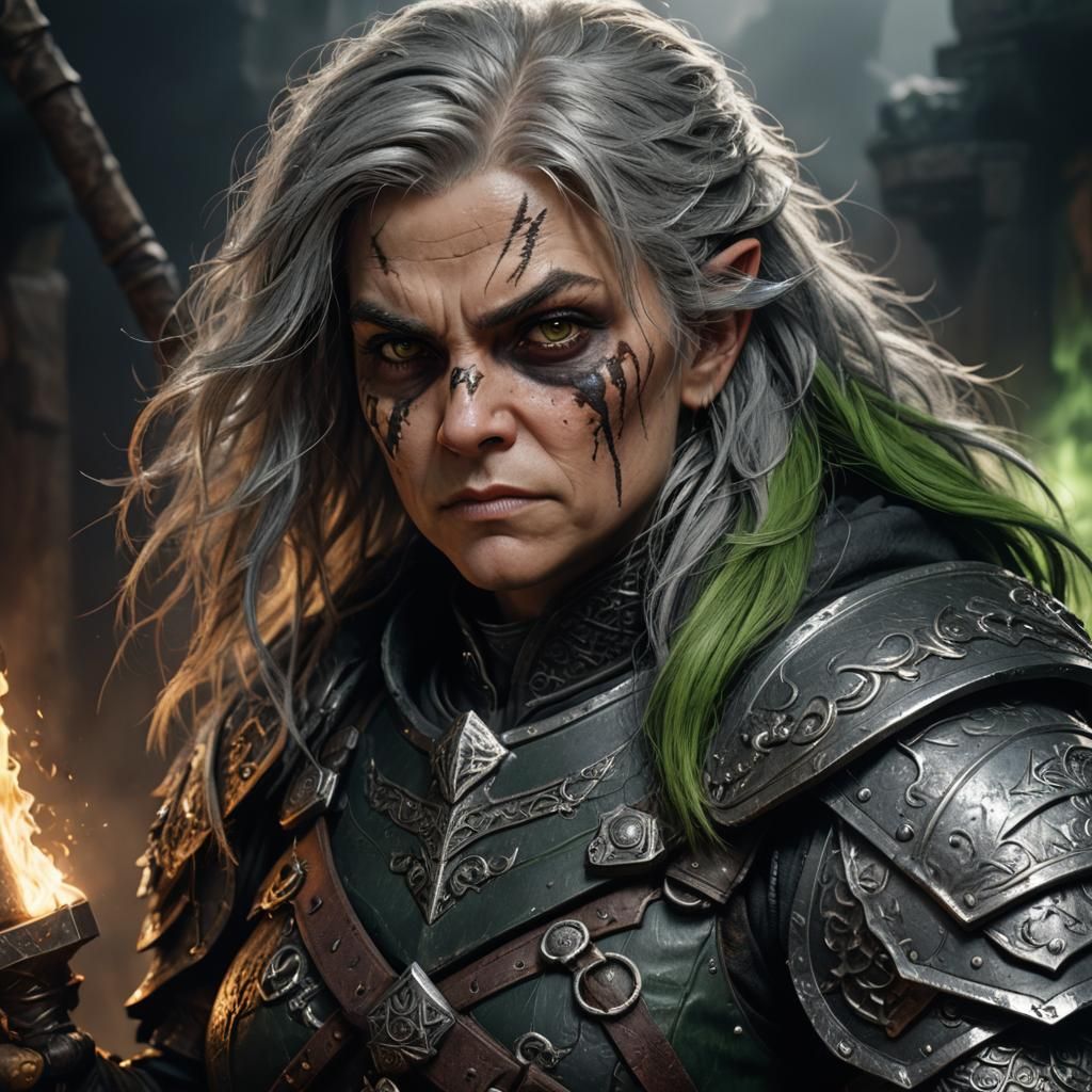 Dwarf Assassin Portrait with Raven in Unreal Engine Style