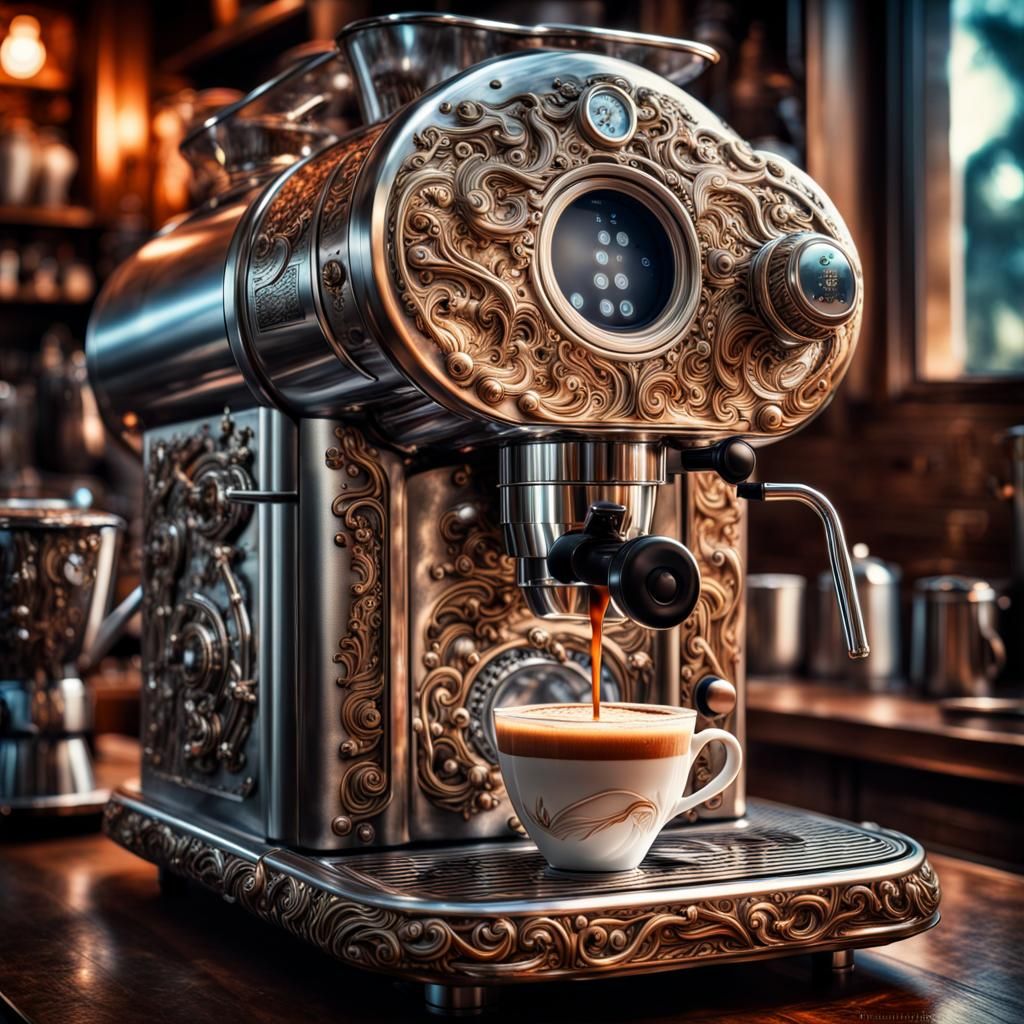Fantasy Coffee Machine in Boris Vallejo Style