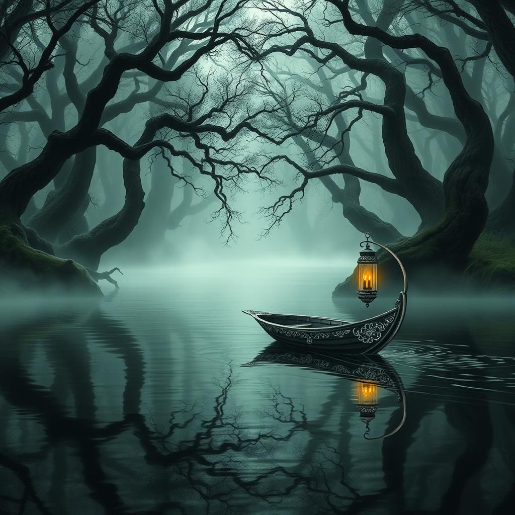Mysterious River of Mirkwood in Dreamlike Ethereal Style