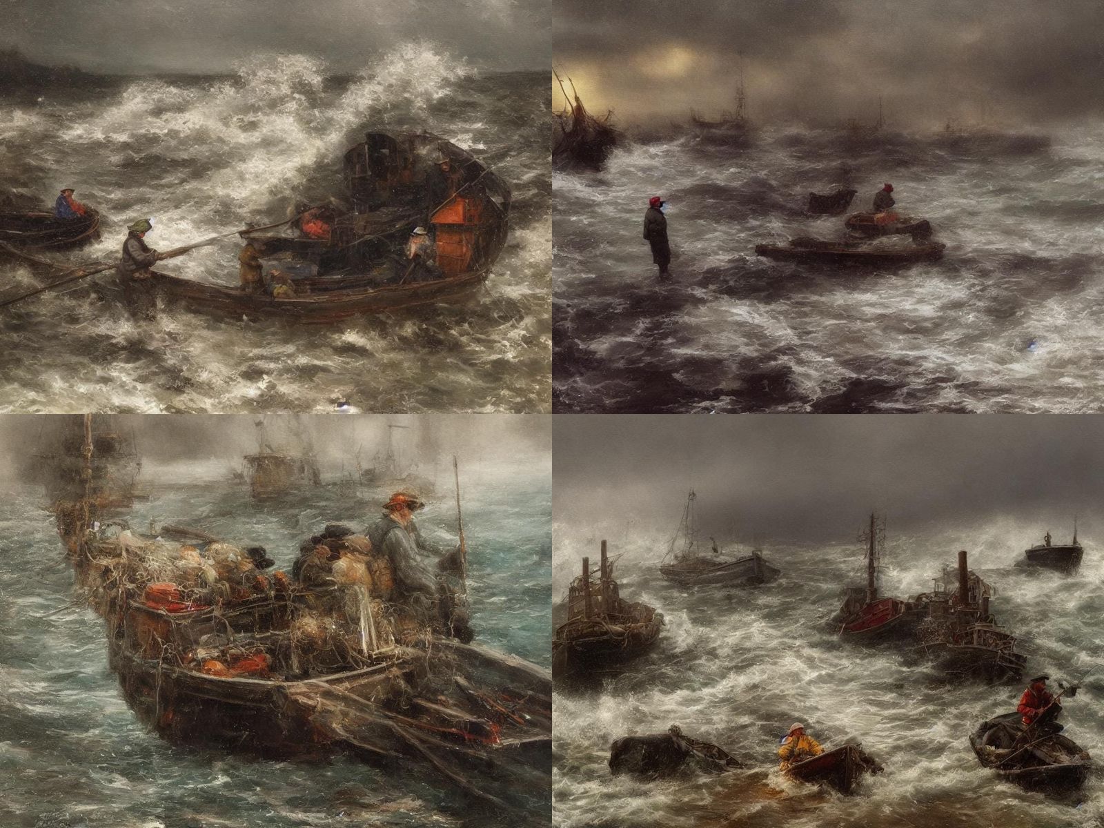 Fisherman Gazing at Stormy Sea in Antoine Blanchard Style