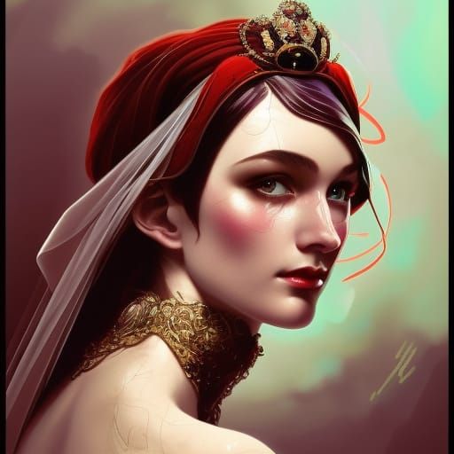 Art Deco Bride Portrait in Art Nouveau Style