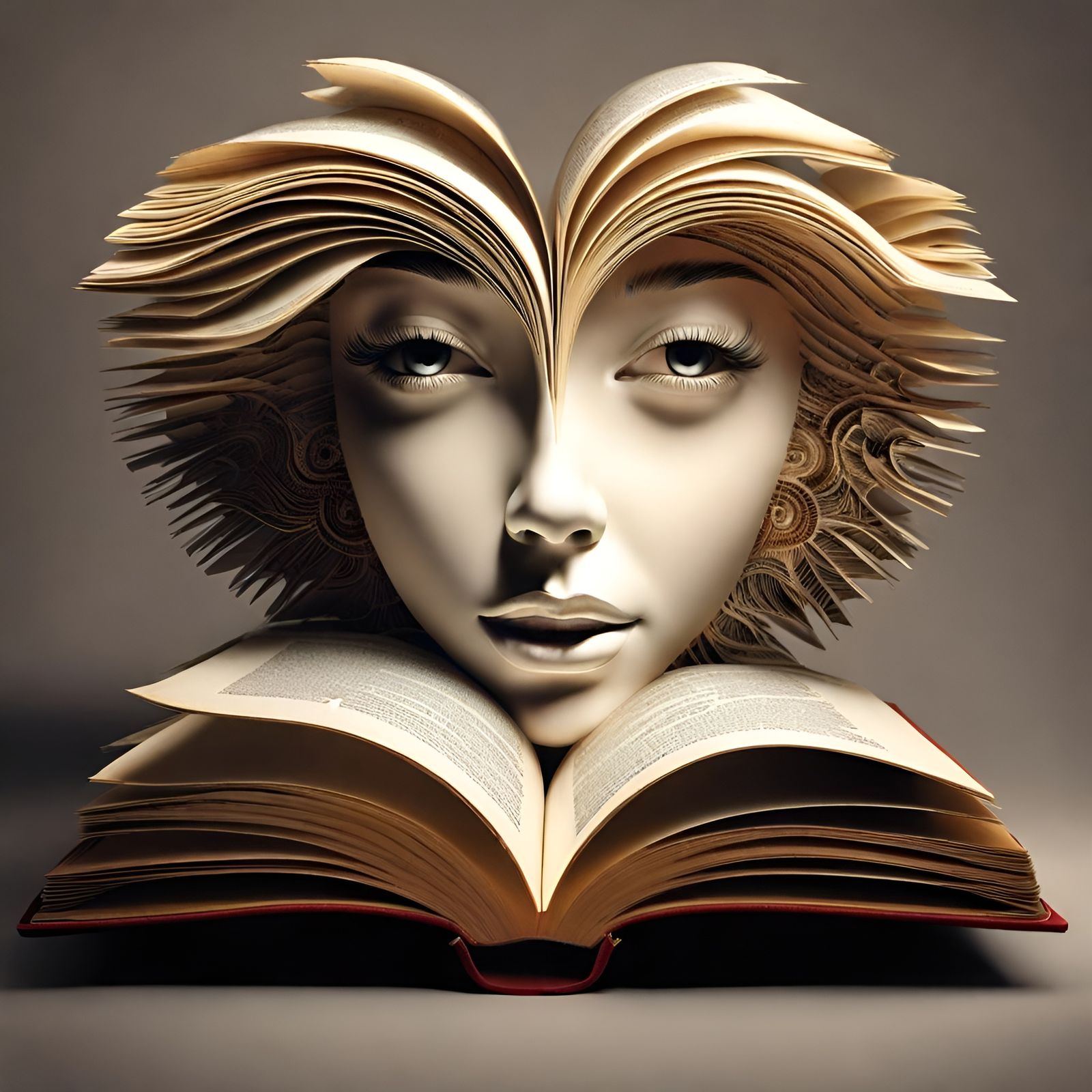 Book with Human Face Growing Organically