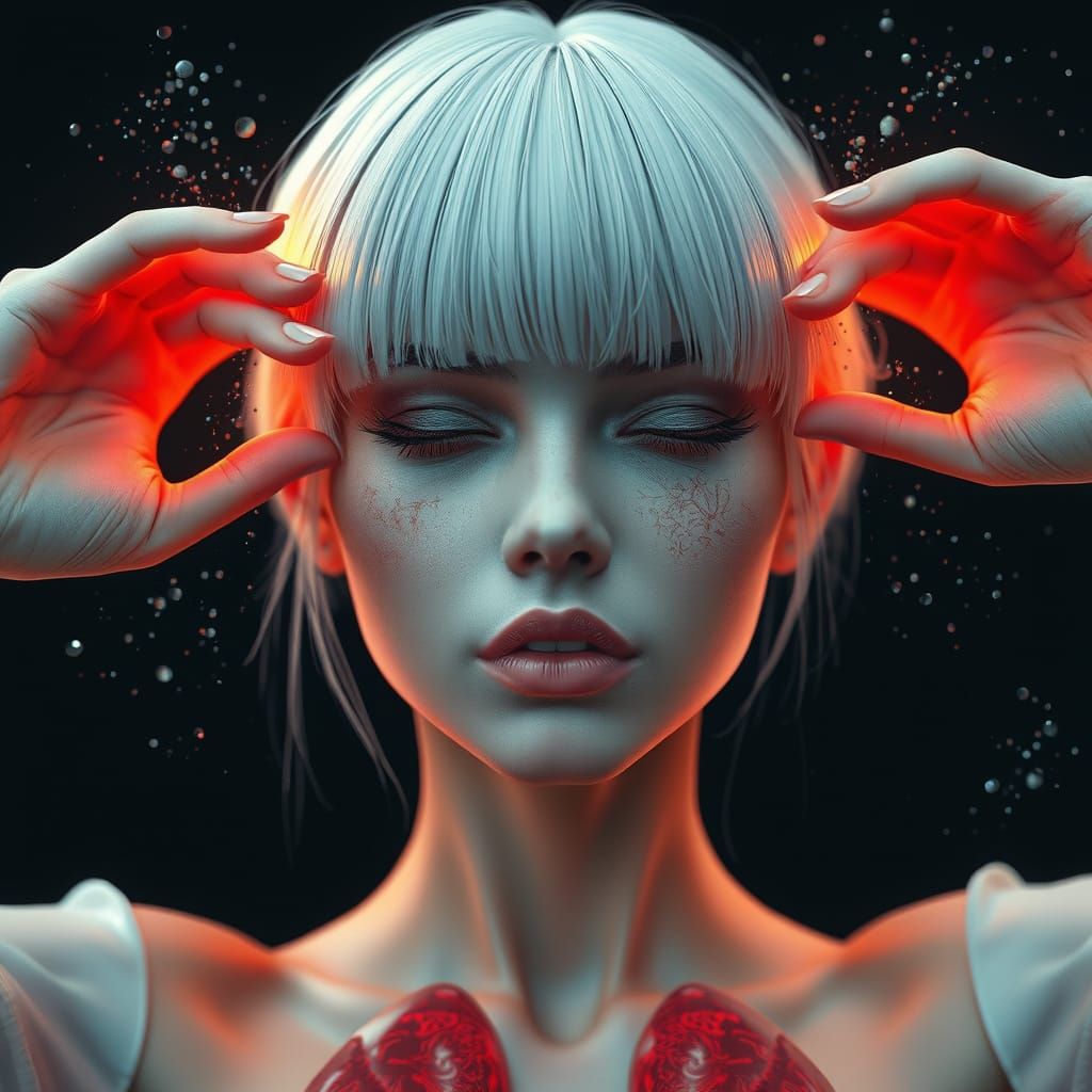 Ethereal Female Form in Deep, Fantastical Realms