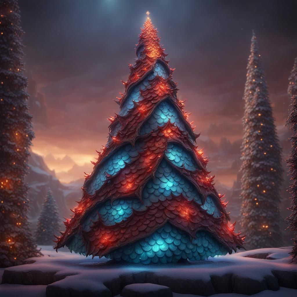 Dragon Scale Christmas Tree: Fantasy Concept Art