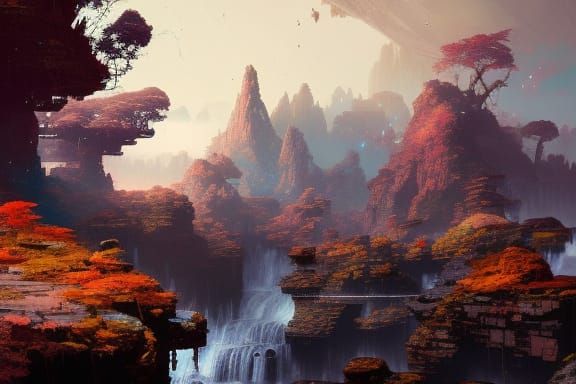 Hyperdetailed Rocky Fantasy Landscape by Eddie Mendoza