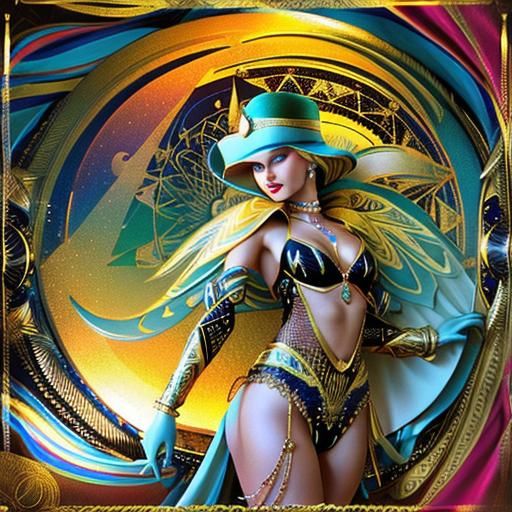 Photorealistic 3D Masterpiece in Erté Style