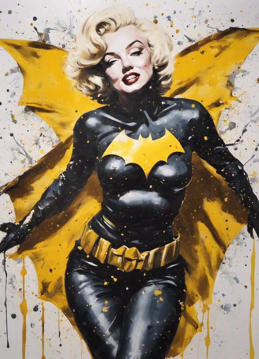 Marilyn Monroe as Batgirl in Oil Paint