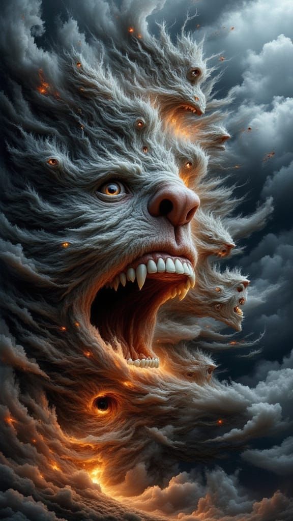 Fractal Faced Man Dreamscape, Hyperrealistic Style