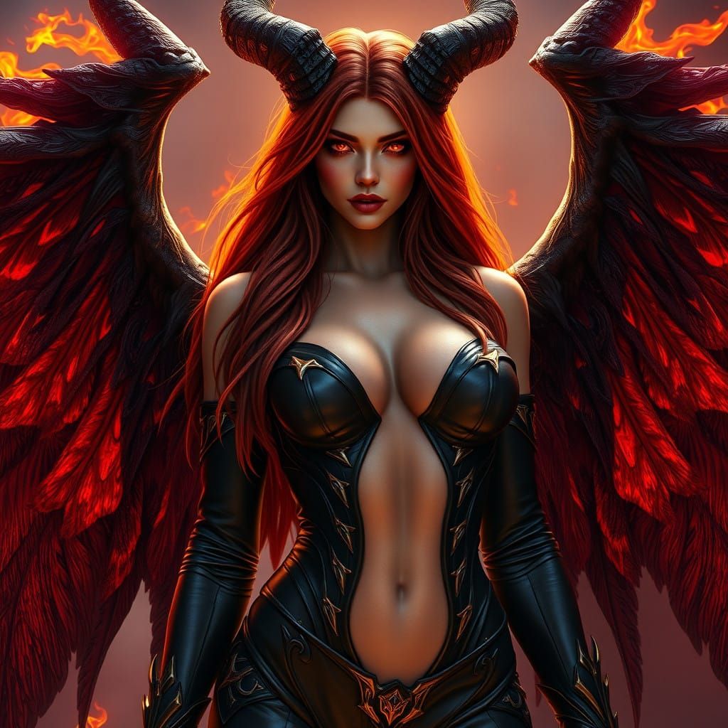 Seductive Female Satan: Dark Fantasy Goddess of Allure
