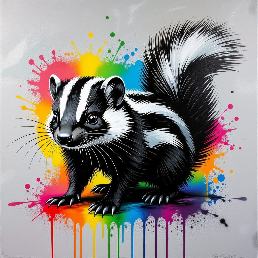 Skunk in Airbrush Graffiti Art Style
