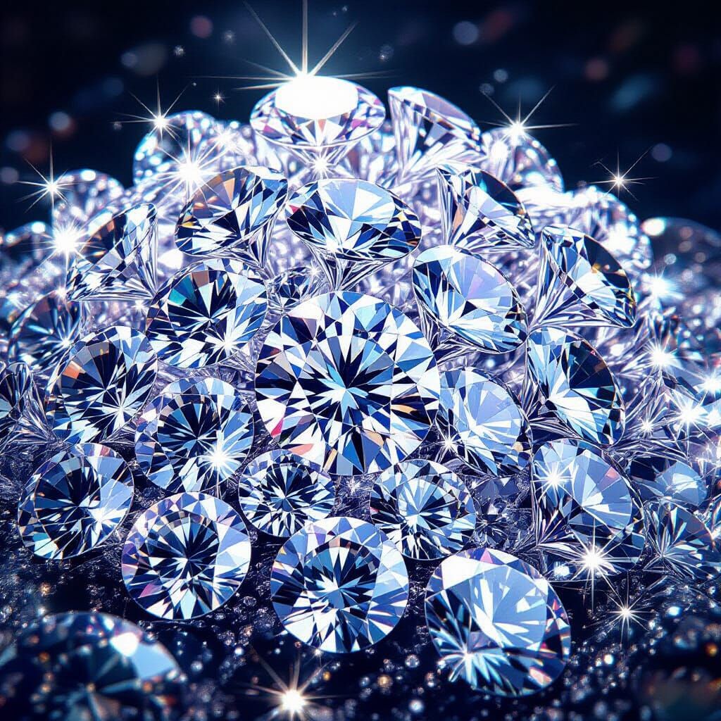 Sparkling Diamonds Cascade in Hyperrealistic Digital Art