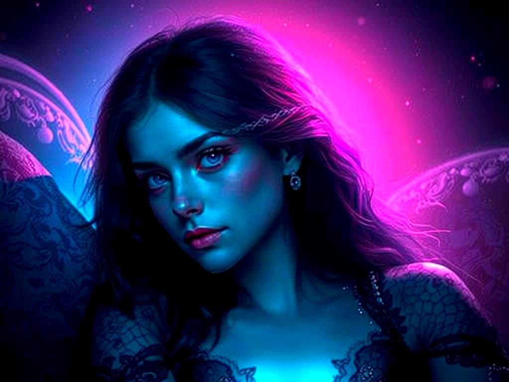 Sensual Gothic Beauty in Psychedelic Dreamscape