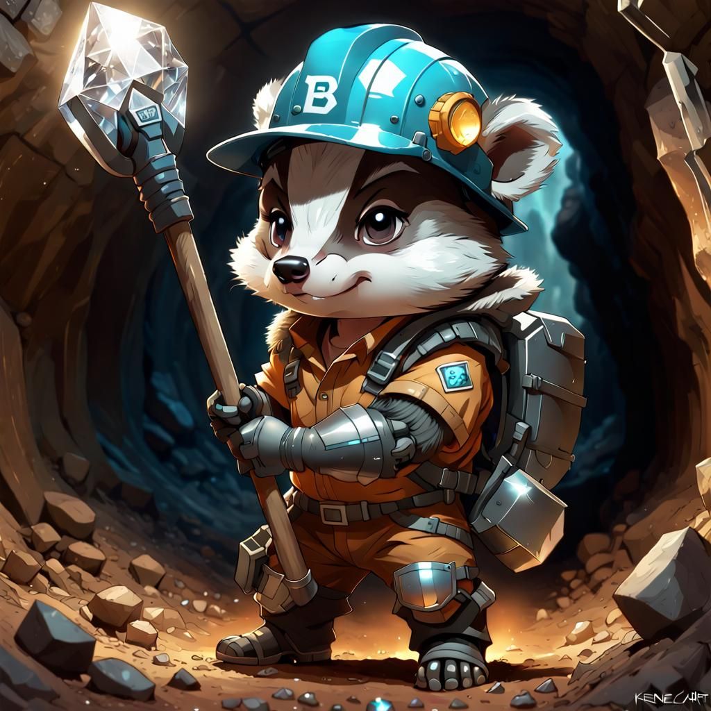 Chibi Badger Miner in Manga Style