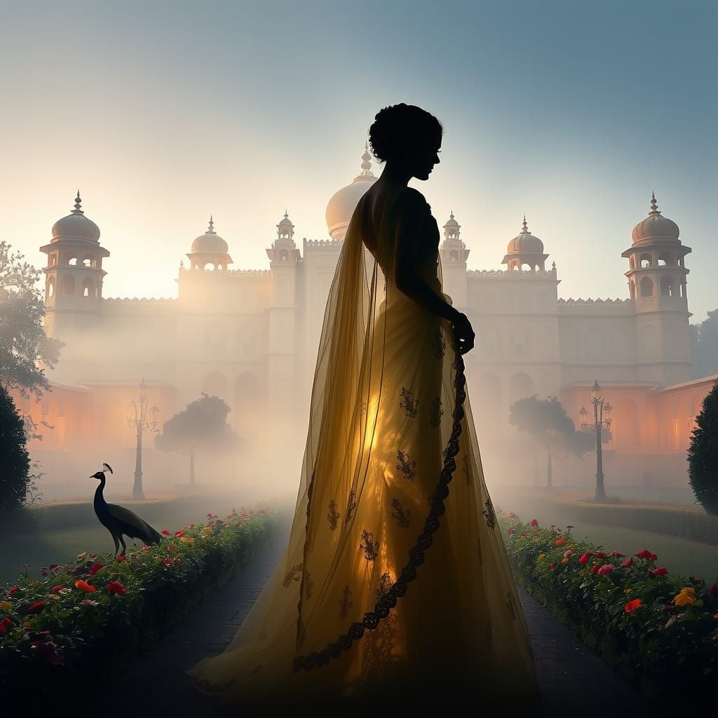 Maharani in Golden Mughal Splendor