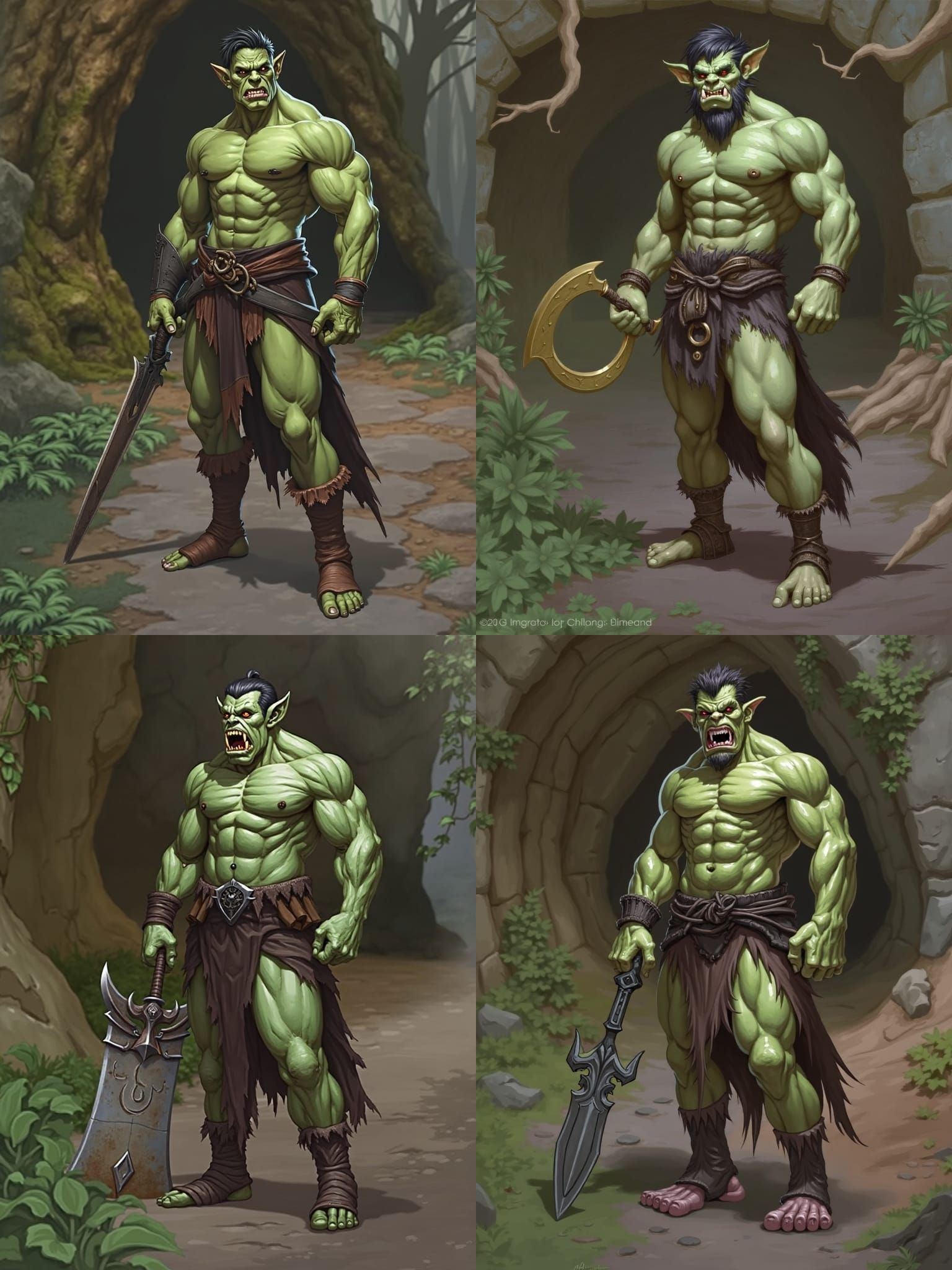 Orc Barbarian Warrior with Sword Illustration