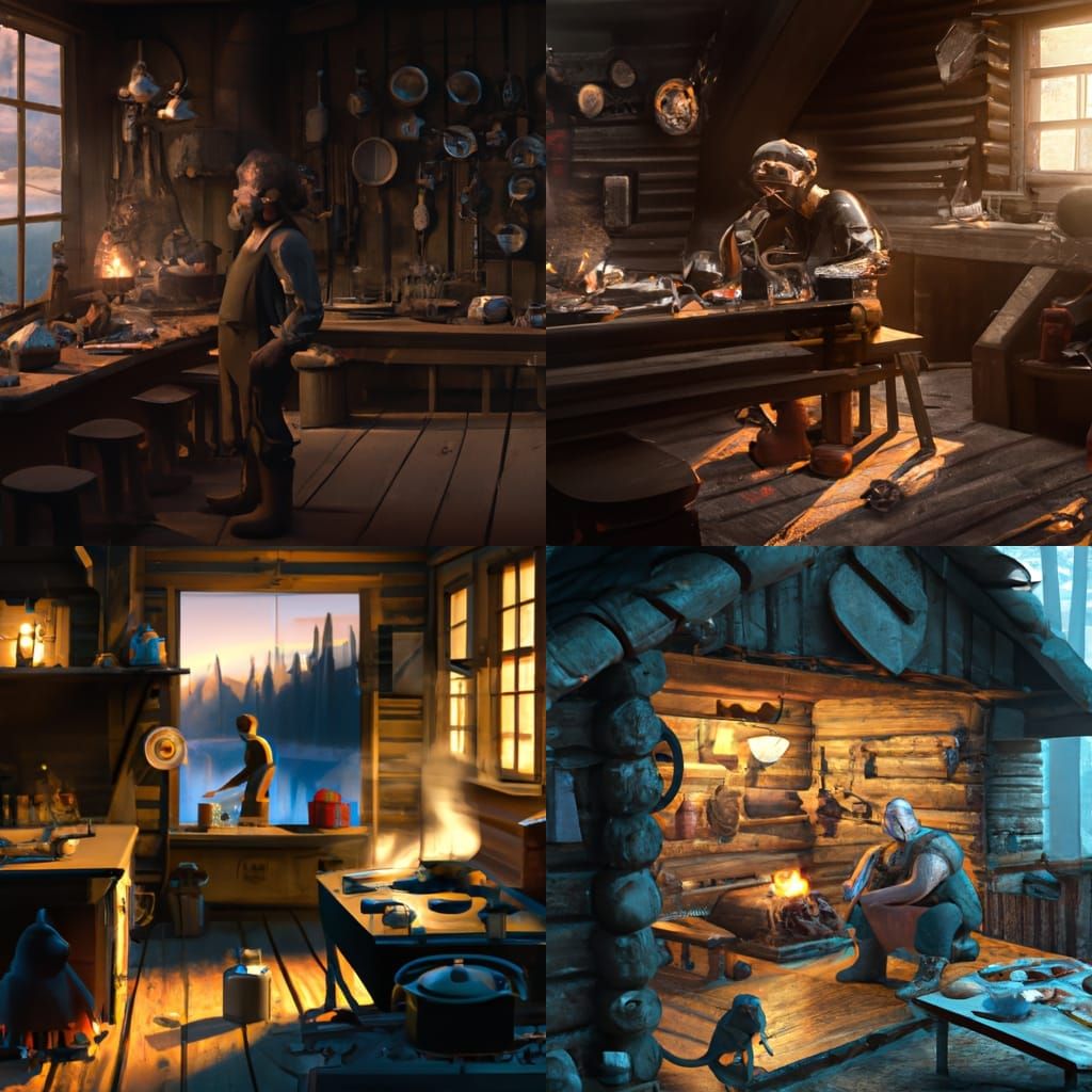 Man in Kitchen, Digital Art Style