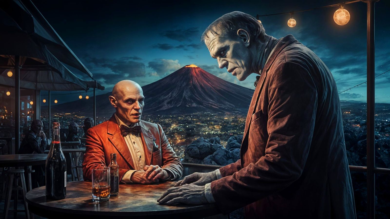 Nosferatu and Frankenstein at Night Cafe on Tenerife