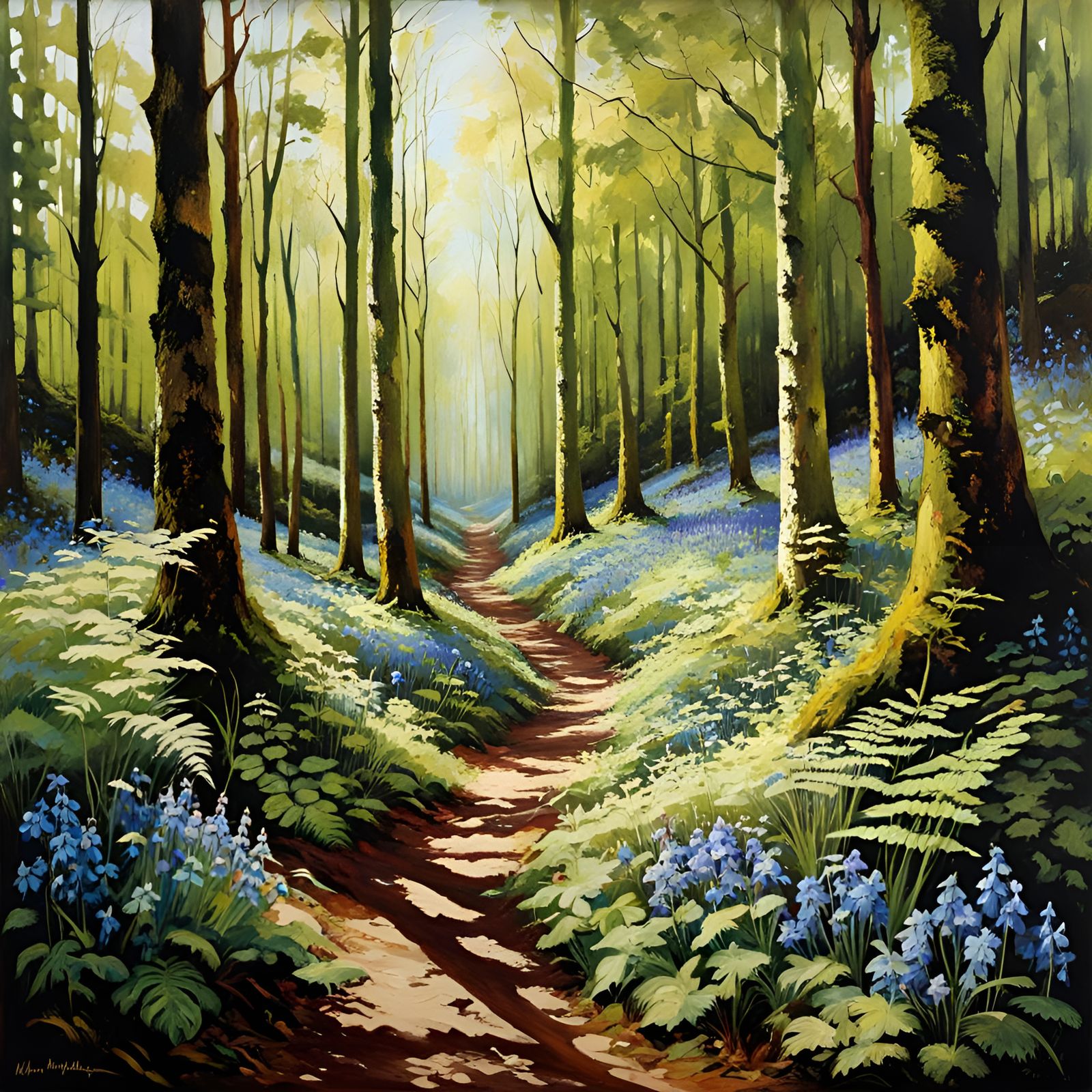 Enchanted Forest Path Inspired by Master Painters
