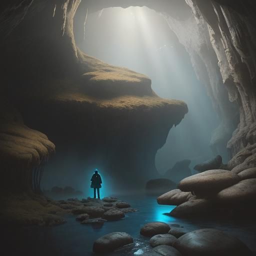 Mysterious Cave Entrance with Ambient Lighting