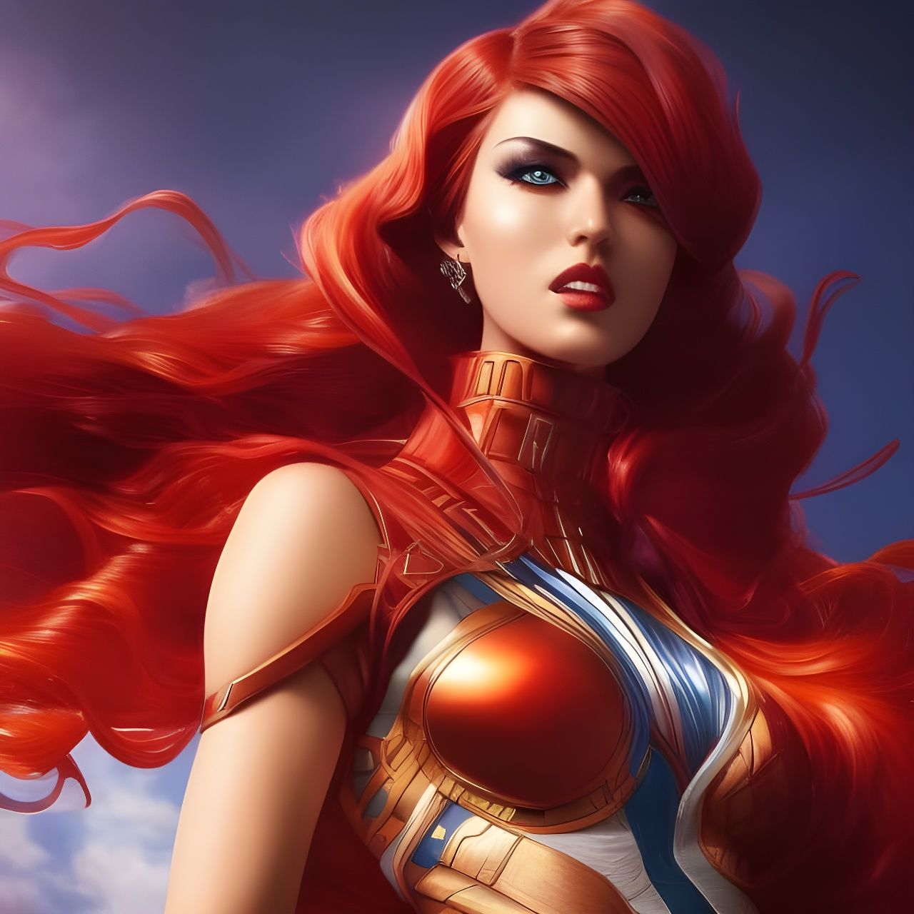 Anime Superheroine with Hair Clothing, Comic Style