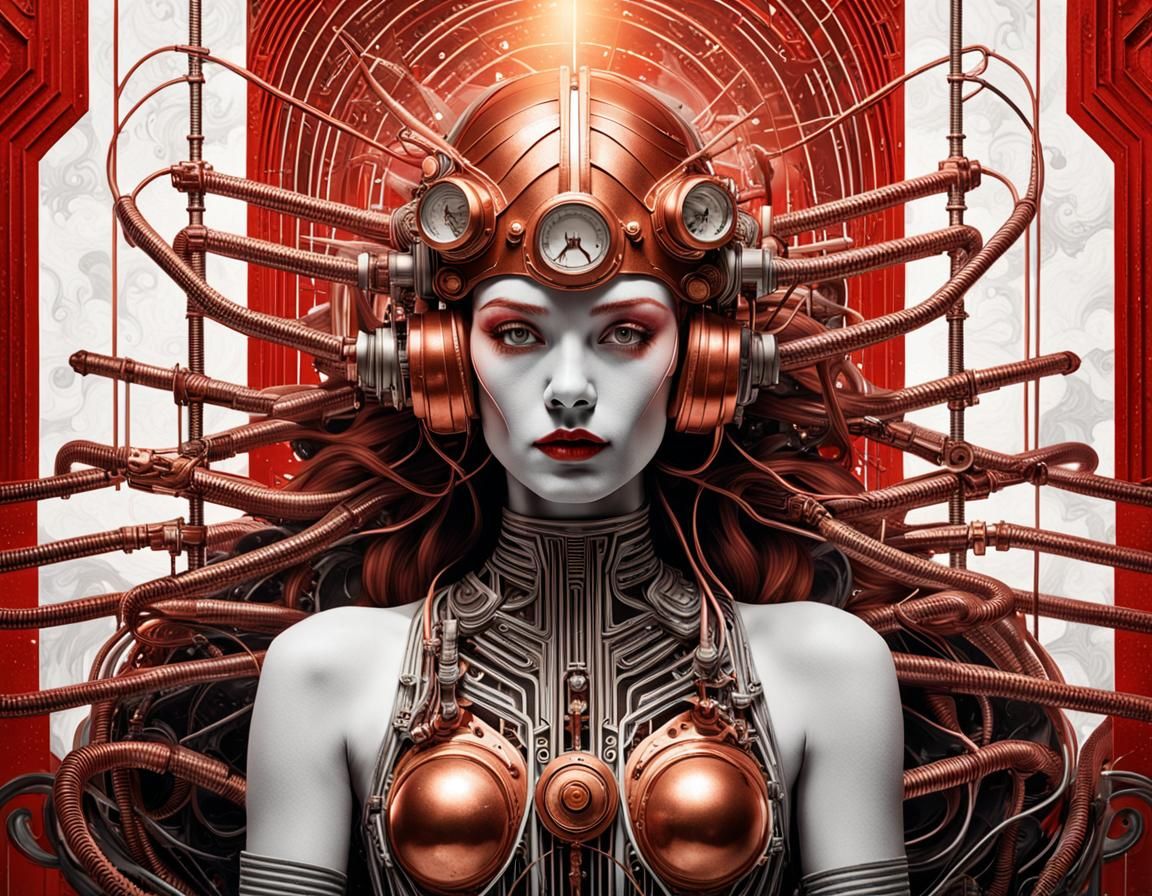 Industrial Fairy in Art Deco Futurism Style